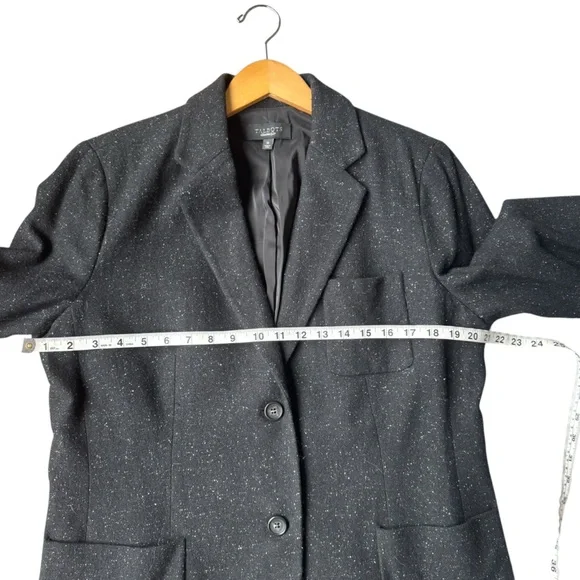Talbots Women's Black Tweed Wool Blend Two Buttons Blazer Jacket Size 16 - Picture 10 of 15